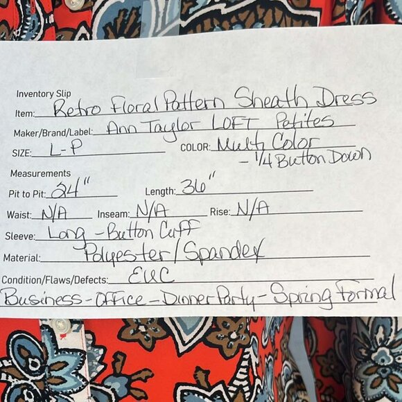 Ann Taylor LOFT Retro Floral Sheath Dress LP Boho Office Madmen Dinner Party Wed - Picture 2 of 10